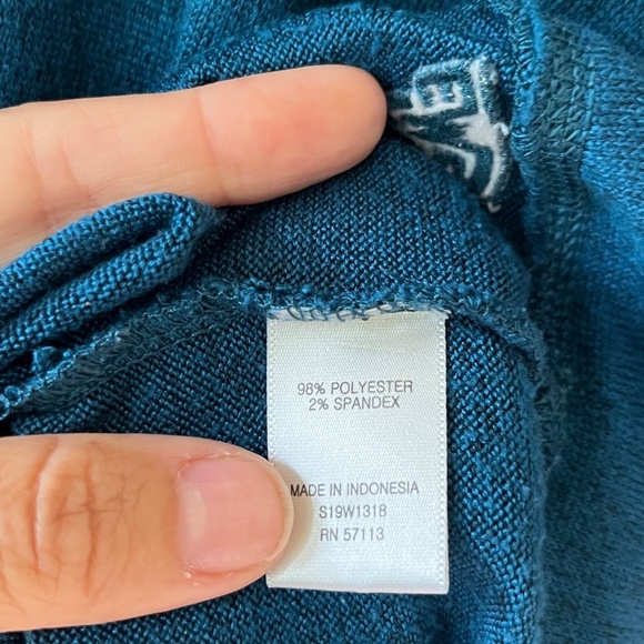 Eastern Mountain Sports Sz L Teal Stretch V Neck Blouse Sweater Fleece Pullover - Picture 9 of 10